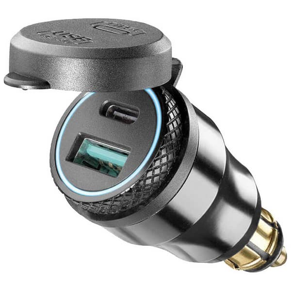 Interphone Cellularline Aluminium Din Adapter Usb+usb Type C Sort Sort