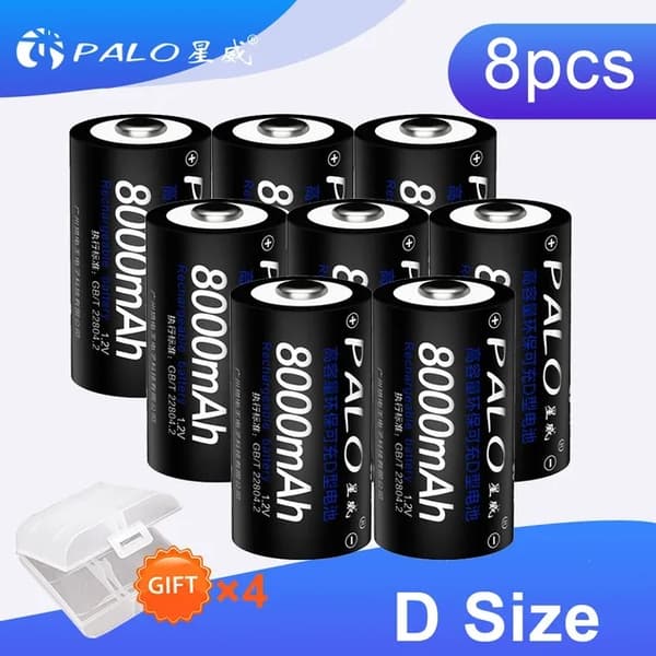 Genopladeligt D Type Batteri, 8000mAh Høj Kapacitet, 12V Spænding, 8PCS