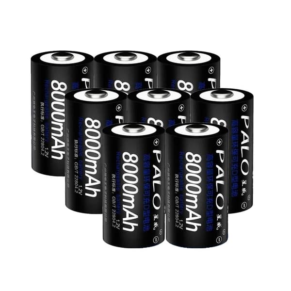 Genopladeligt D Type Batteri, 8000mAh Høj Kapacitet, 12V Spænding, 8PCS