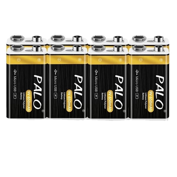 9V Genopladeligt Batteri, USB Genopladeligt, Lithium-Ion, 9V, 6 stk