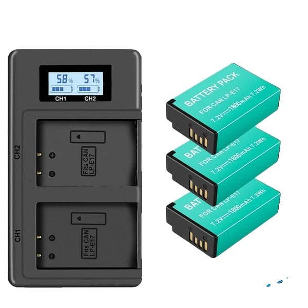 Canon LP-E17 Batteri, LCD USB Oplader, Kompatibel med Flere Canon Kamera Modeller, 6 batteri 1 oplader