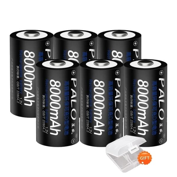 Genopladeligt D-størrelse batteri, 8000mAh kapacitet, Egnet til gasovne, 12V, 6 stk