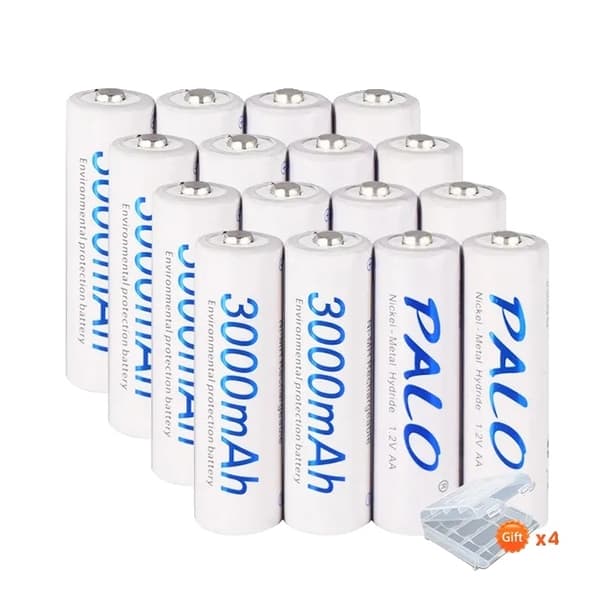 Uppladdningsbara AA-batterier, 3000mAh kapacitet, för-laddade, 1,2V, 16 st AA