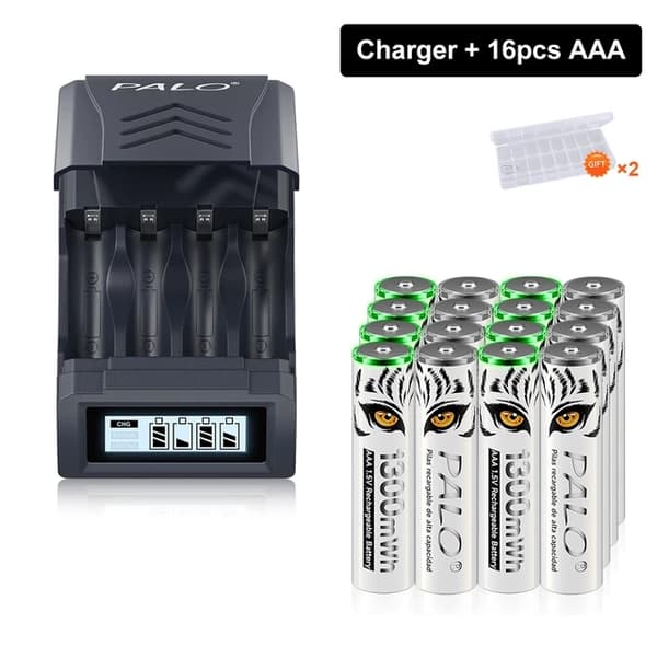Uudelleenladattava AAA-paristo, 1300mWh kapasiteetti, LCD-laturi, 12 akkua 1 laturi