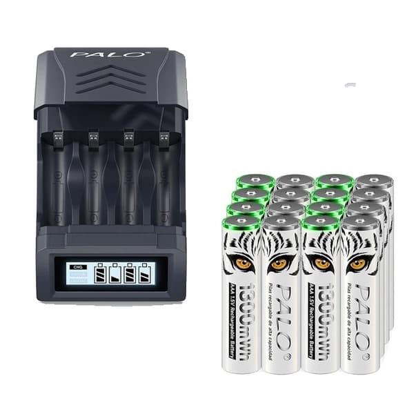 Uudelleenladattava AAA-paristo, 1300mWh kapasiteetti, LCD-laturi, 12 akkua 1 laturi