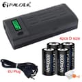 Pikkukuva 2 / 2: Uudelleenladattava D-paristo, 8000mAh kapasiteetti, LCD-laturi, 4 akkua 1 laturi