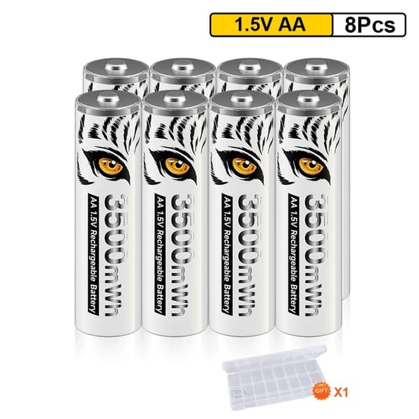 Genopladeligt AA Li-Ion batteri, 3500mWh kapacitet, kompatibilitet med legetøjsfjernbetjening, 1,5V, 16 stk AA