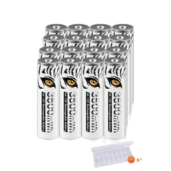 Genopladeligt AA Li-Ion batteri, 3500mWh kapacitet, kompatibilitet med legetøjsfjernbetjening, 1,5V, 16 stk AA 1.5V