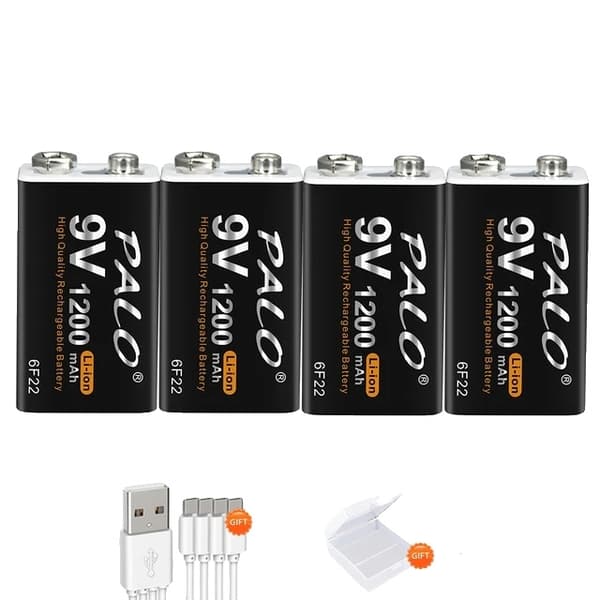 Genopladeligt Lithium Batteri, 1200mAh, Micro USB 9V, 9V, Polen, 12 stk 9V 3
