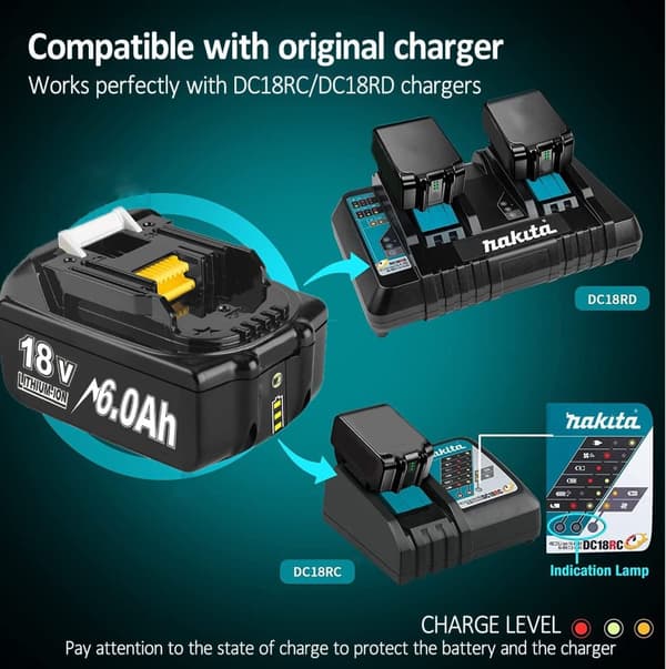 Batteribyte för Makita 18V, Litiumjon, 3000/6000/9000mAh Kapacitet