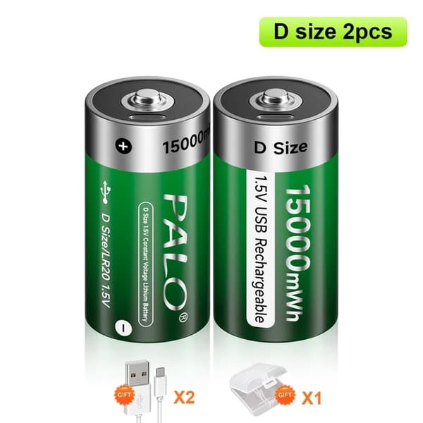 Lithium-Ion Batteri, Type-C USB Opladning, Langvarig Strøm, 8 stk