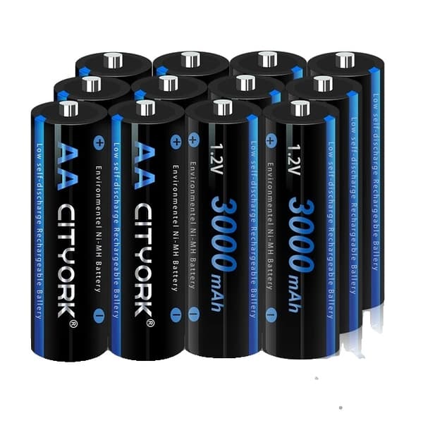 Uudelleenladattavat AA-paristot, 3000mAh kapasiteetti, älykäs laturi, 12 kpl AA-paristoja