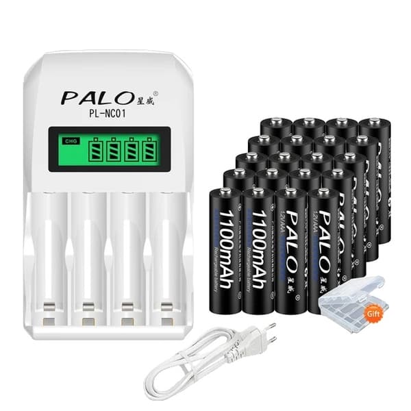 Uudelleenladattavat AAA-paristot, 1100mAh kapasiteetti, ihanteellisia lämpömittareille ja ovikelloille., 12 akkua 1 laturi 20 battery 1 charger