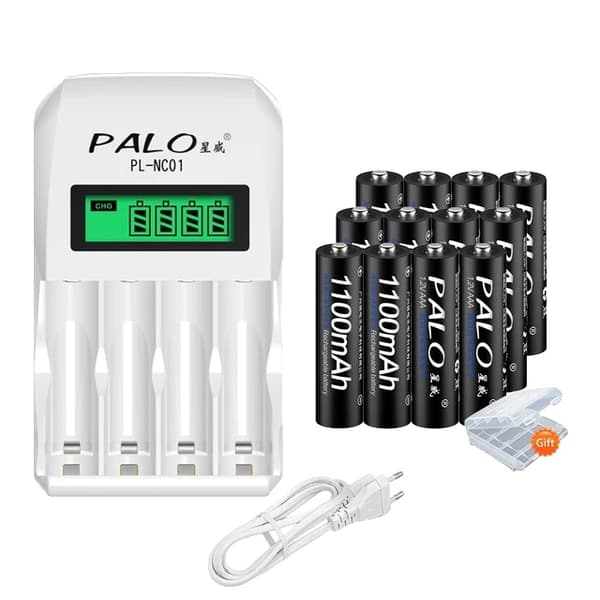 Uudelleenladattavat AAA-paristot, 1100mAh kapasiteetti, ihanteellisia lämpömittareille ja ovikelloille., 12 akkua 1 laturi