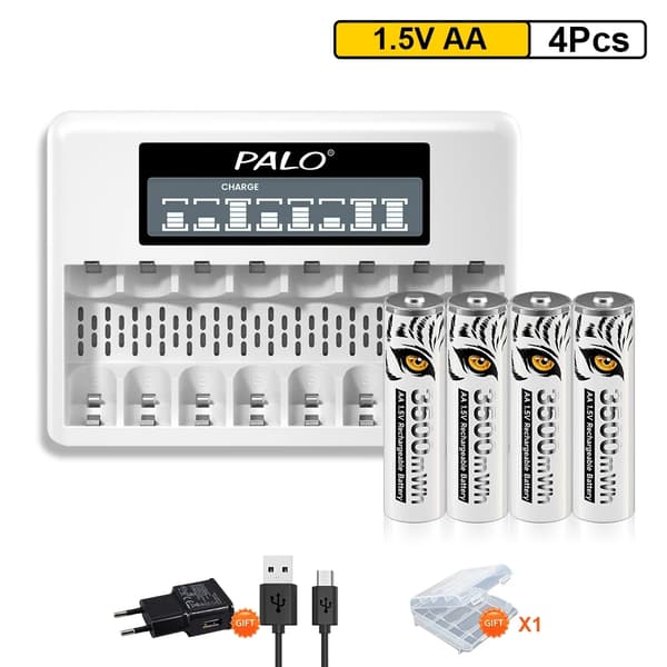 Genopladeligt AA Li-ion batteri, 3500mWh kapacitet, Ideelt til fjernbetjeninger., Sort