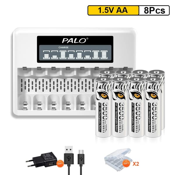 Genopladeligt AA Li-ion batteri, 3500mWh kapacitet, Ideelt til fjernbetjeninger., Sort