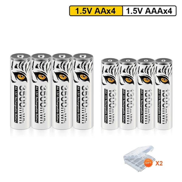Genopladeligt Li-Ion batteri, LCD-skærm, USB-oplader, 4AA 4AAA
