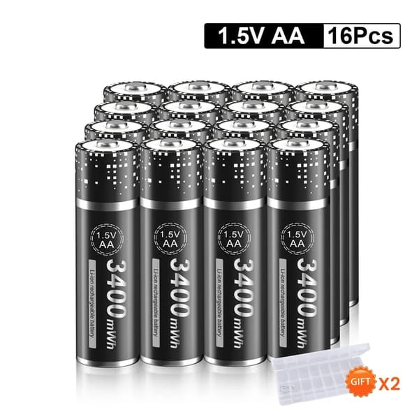 Genopladelige AA Li-Ion Batterier, 1,5V, 3400mWh Kapacitet, Genopladeligt Li-ion-batteri