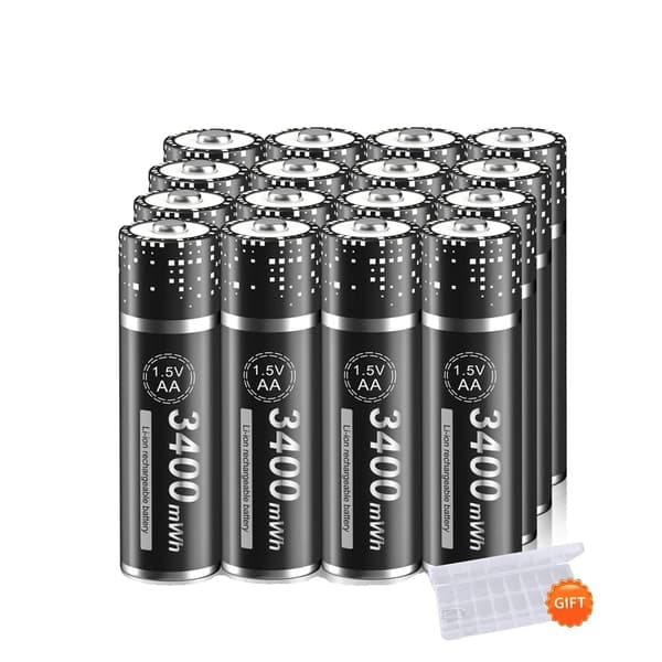 Genopladelige AA Li-Ion Batterier, 1,5V, 3400mWh Kapacitet, Genopladeligt Li-ion-batteri