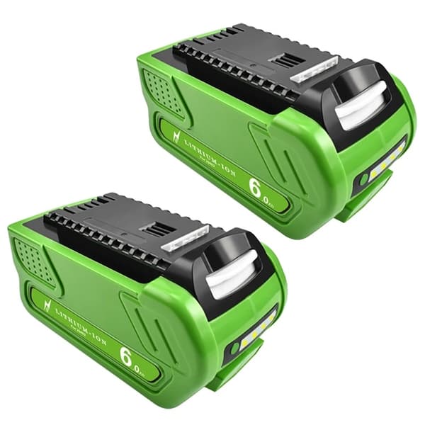 GreenWorks 40V Lithium-Ion Batteri, 6000mAh Kapacitet, Genopladeligt Design,2 PAKKE 6000mAh