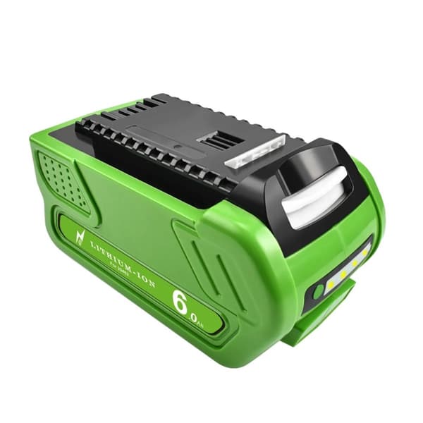 GreenWorks 40V Lithium-Ion Batteri, 6000mAh Kapacitet, Genopladeligt Design,2 PAKKE 6000mAh 1 PACK 6000mAh