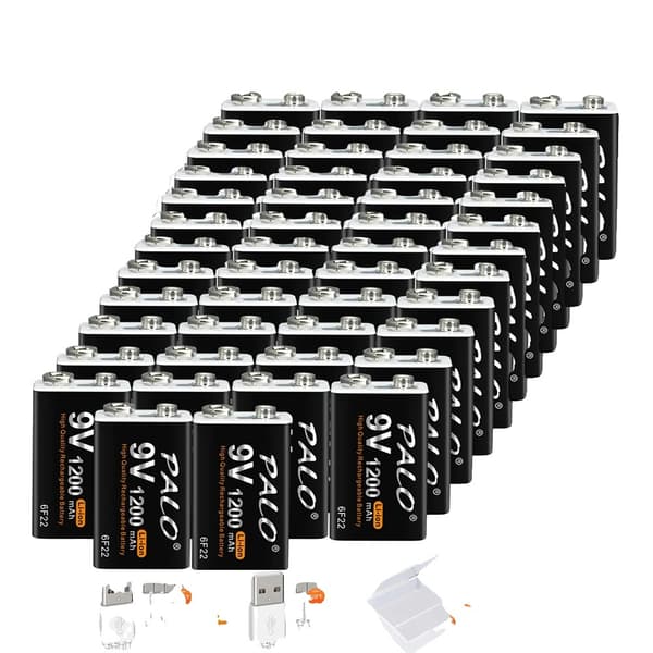9V Li-ion genopladeligt batteri, 1200mAh kapacitet, pakke med 50,50 stk.