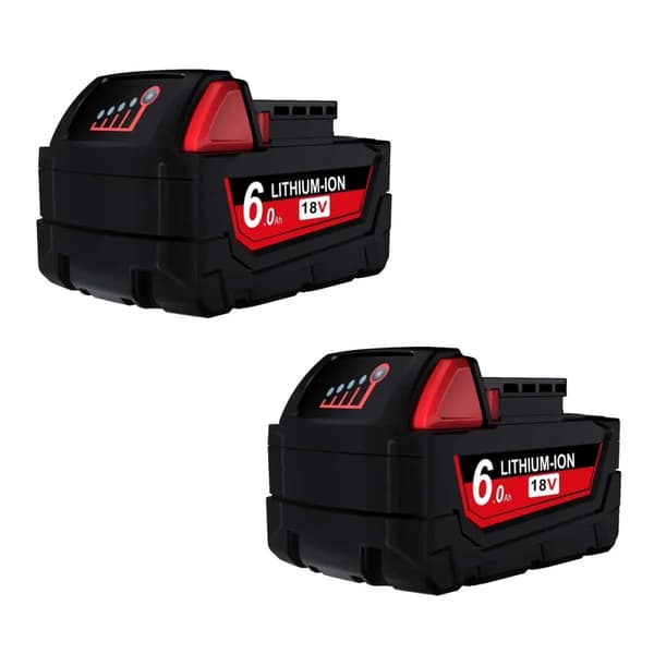 18V Litium-Ion Batteri, 6000mAh Kapacitet, Uppladdningsbar Design,18V, 2-pack 6,0 Ah