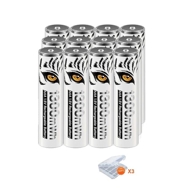 PALO 1.5V AAA Genopladeligt Batteri, 1300mWh Kapacitet, Letvægtsdesign,12STK AAA 12pcs aaa