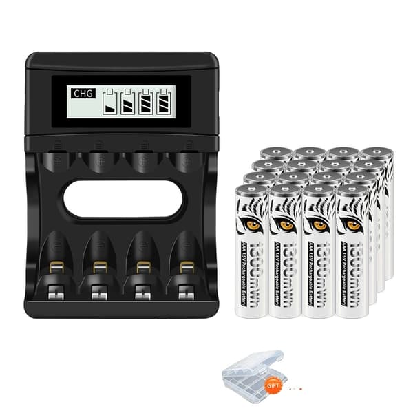 PALO 1.5V AAA Genopladeligt Batterioplader, LCD Skærm, 1300mWh Kapacitet,8AAA 1 Oplader