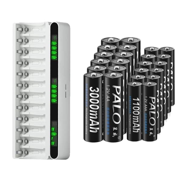 PALO Ladattavat Paristot, 3000mAh AA-kapasiteetti, 1100mAh AAA-kapasiteetti,16AA 16AAA