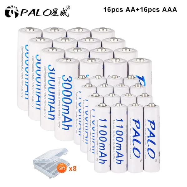 Ladattavat AA AAA Paristot, 3000mAh AA Kapasiteetti, 1100mAh AAA Kapasiteetti,16AA16AAAjaLaturi