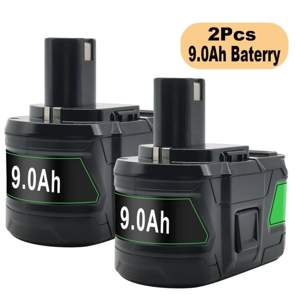 9000mAh Batteri til Ryobi Værktøj, 18V Li-Ion, Højkapacitetsmulighed,2 stk 9,0 Ah batteri