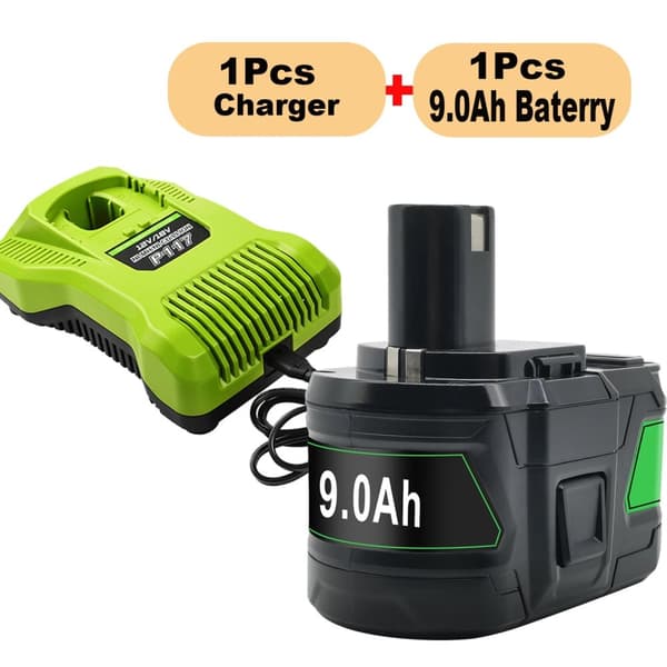 9000mAh Batteri til Ryobi Værktøj, 18V Li-Ion, Højkapacitetsmulighed,2 stk 9,0 Ah batteri