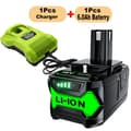 Miniatyrbillede 2 af 2: 9000mAh Batteri til Ryobi Værktøj, 18V Li-Ion, Højkapacitetsmulighed,2 stk 9,0 Ah batteri
