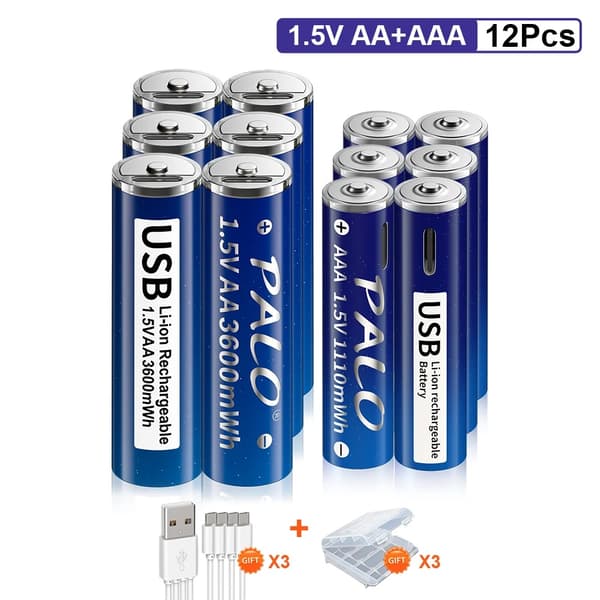 <Titel>Genopladelige lithiumbatterier, 3600mWh kapacitet AA, 1110mWh kapacitet AAA,6AA og 6AAA
