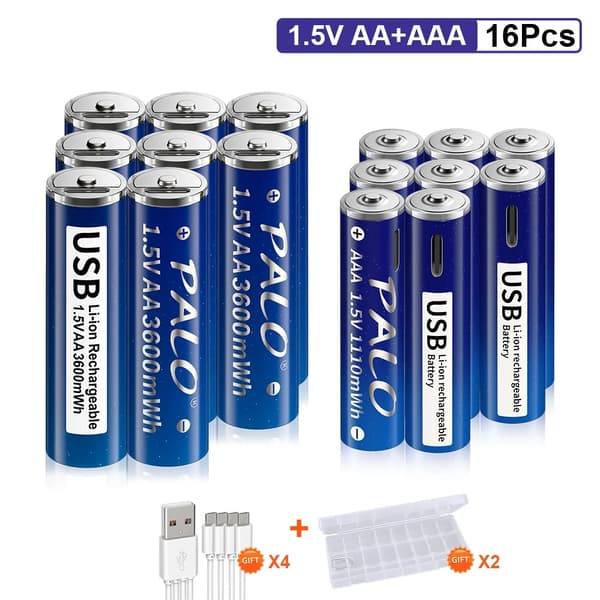 <Titel>Genopladelige lithiumbatterier, 3600mWh kapacitet AA, 1110mWh kapacitet AAA,6AA og 6AAA