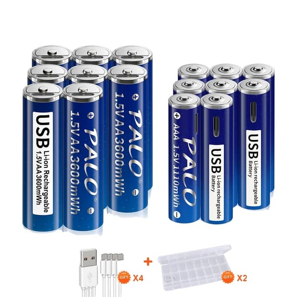 <Titel>Genopladelige lithiumbatterier, 3600mWh kapacitet AA, 1110mWh kapacitet AAA,6AA og 6AAA 8AA and 8AAA