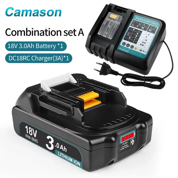 Camason 18V Li-ion-batteri, 3Ah kapacitet, inbyggd BMS,3Ah SetA