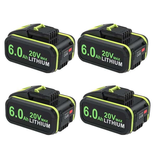 Genopladeligt batteri til Worx værktøj, 6000mAh kapacitet, 20V Li-Ion teknologi,4STK 6000mAh