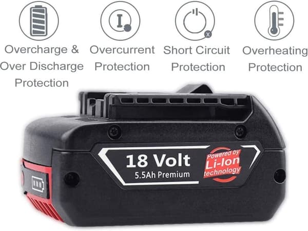 Bosch 18V Litiumjonbatteri, hög kapacitet 5500mAh, CE-certifierat,2 förpackningar