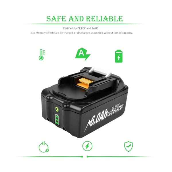 Li-Ion-batteri för Makita-verktyg, flera kapacitetsalternativ, CE-certifierad,2 Pack 6000mAh2-pack 6000mAh