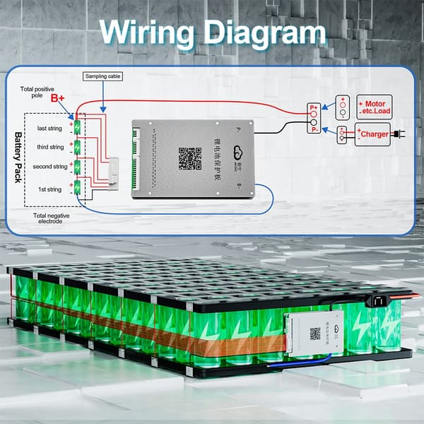 LIFEPO4 Smart Batteri Management System, Aktiv Balance Funktion, 100A Opladning/Afladningsstrøm,BD6A24S10PBD6A24S10P