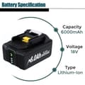 Miniatyrbild 2 av 5: Makita 18V Litiumjonbatteri, 6000mAh Kapacitet, Kompatibel Ersättning,6,0AH-2 ST