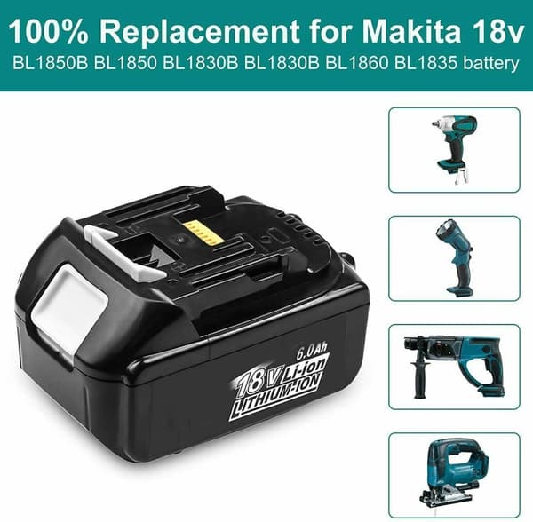 Makita 18V Litiumjonbatteri, 6000mAh Kapacitet, Mångsidig Snabbladdare,2 st 6,0