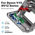 Miniatyrbild 2 av 5: Uppladdningsbart batteri för Dyson V6, V7, V8, V10-serien, kapacitet på 6000mAh, Li-Ion-teknik,1 st 6,0ah V8 Batteri, 21,6V