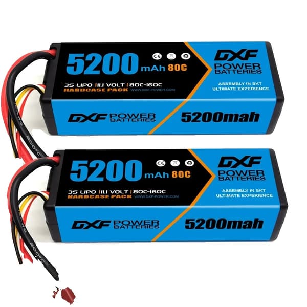 DXF Lipo Batteripakke, 5200mAh Kapacitet, 80C Kontinuerlig Afladning,2PCS3S5200 80C T 2PCS3S5200 80C T