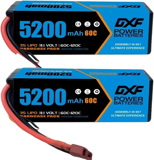 DXF Lipo-akku, 5200mAh kapasiteetti, 80C jatkuva purku,2PCS3S5200 80C T