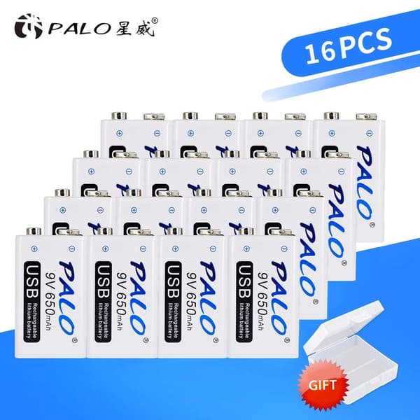 PALO 9V Genopladeligt Lithiumbatteri, USB Hurtigopladning, 650mAh Kapacitet,8 stk, 9V