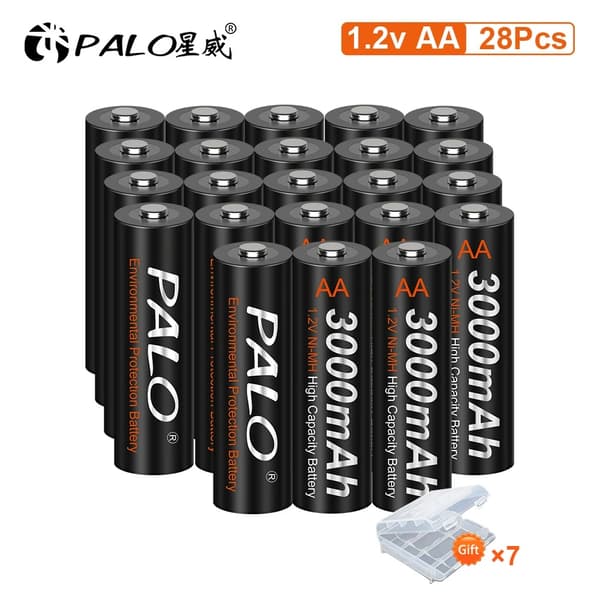 PALO AA Genopladeligt Batteri, 3000mAh Kapacitet, 1.2V Spænding,24 stk AA-batteri