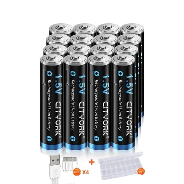 CITYORK AAA genopladelige batterier, 1200mWh kapacitet, Micro USB opladning,32 stk.